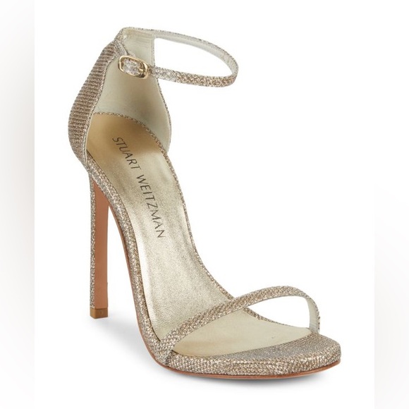 STUART WEITZMAN NUDIST SHIMMER HEELED SANDALS 120MM - Picture 2 of 12